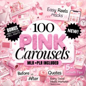 100 Aesthetic Pink Instagram Carousel Templates – Fully Editable Canva | PLR & MRR Rights