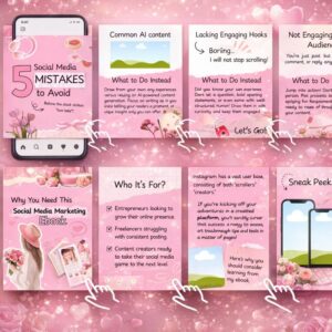 100 Aesthetic Pink Instagram Carousel Templates – Fully Editable Canva | PLR & MRR Rights