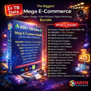 Ultimate Mega E-Commerce Bundle – Graphic Design, Video Editing & Digital Marketing