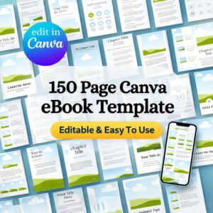 150 Canva eBook Templates + Course Workbook & Step-by-Step eBook Creation Guide