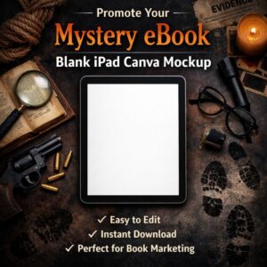 Editable Mystery eBook Mockup | Blank iPad Design for Canva – Digital Download
