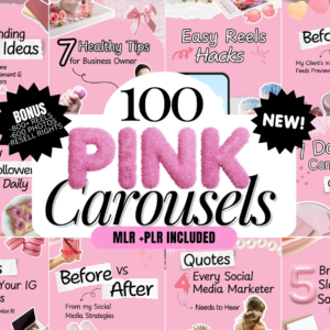 100 Aesthetic Pink Instagram Carousel Templates – Fully Editable Canva | PLR & MRR Rights