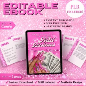 Nail Business PLR eBook – Fully Editable Canva Template | Done-For-You Resell Product